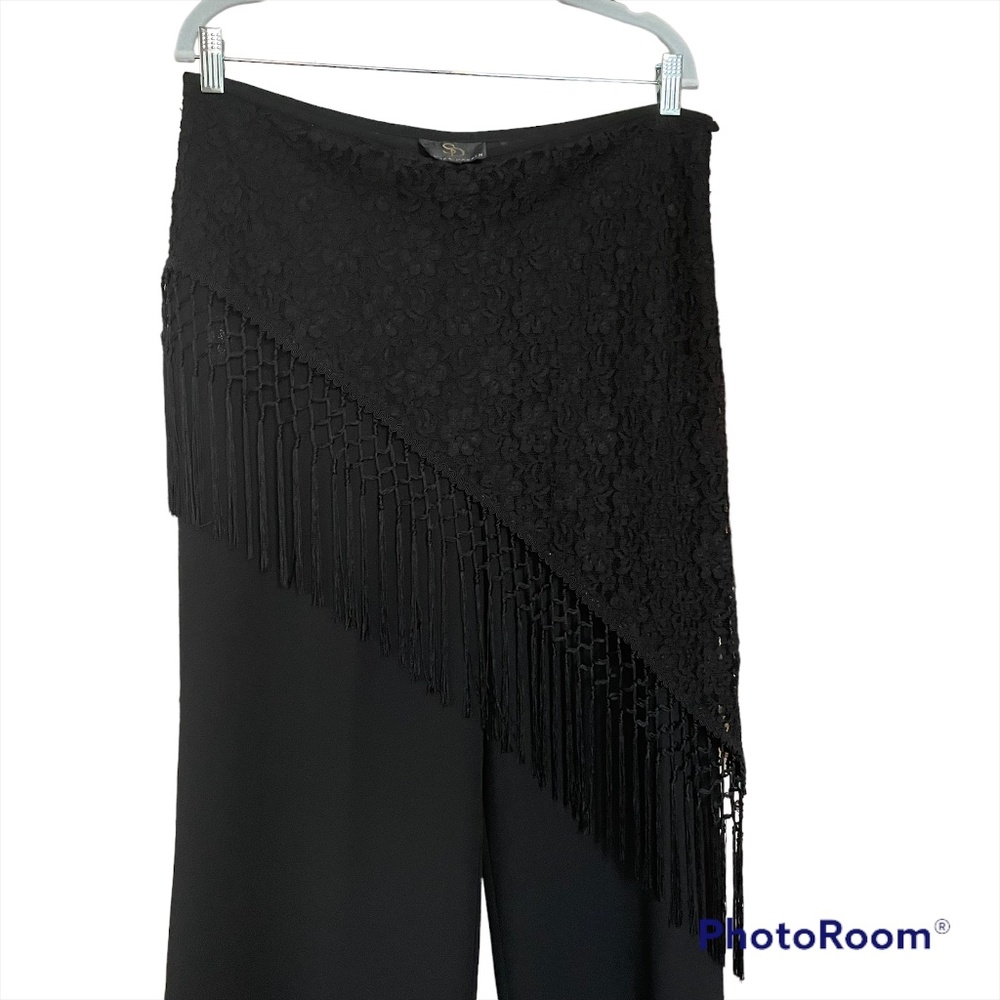 Sandra Darren Wide Leg Flowy Fringe Dress Pants Size 14